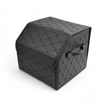 Сумка органайзер в багажник из эко-кожи, цвет черный с черной строчкой (размеры 30*30*28 см)