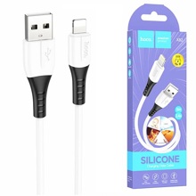 Телефонный кабель lighting - iphone, 1 м, силиконовый, быстрая зарядка, цвет белый