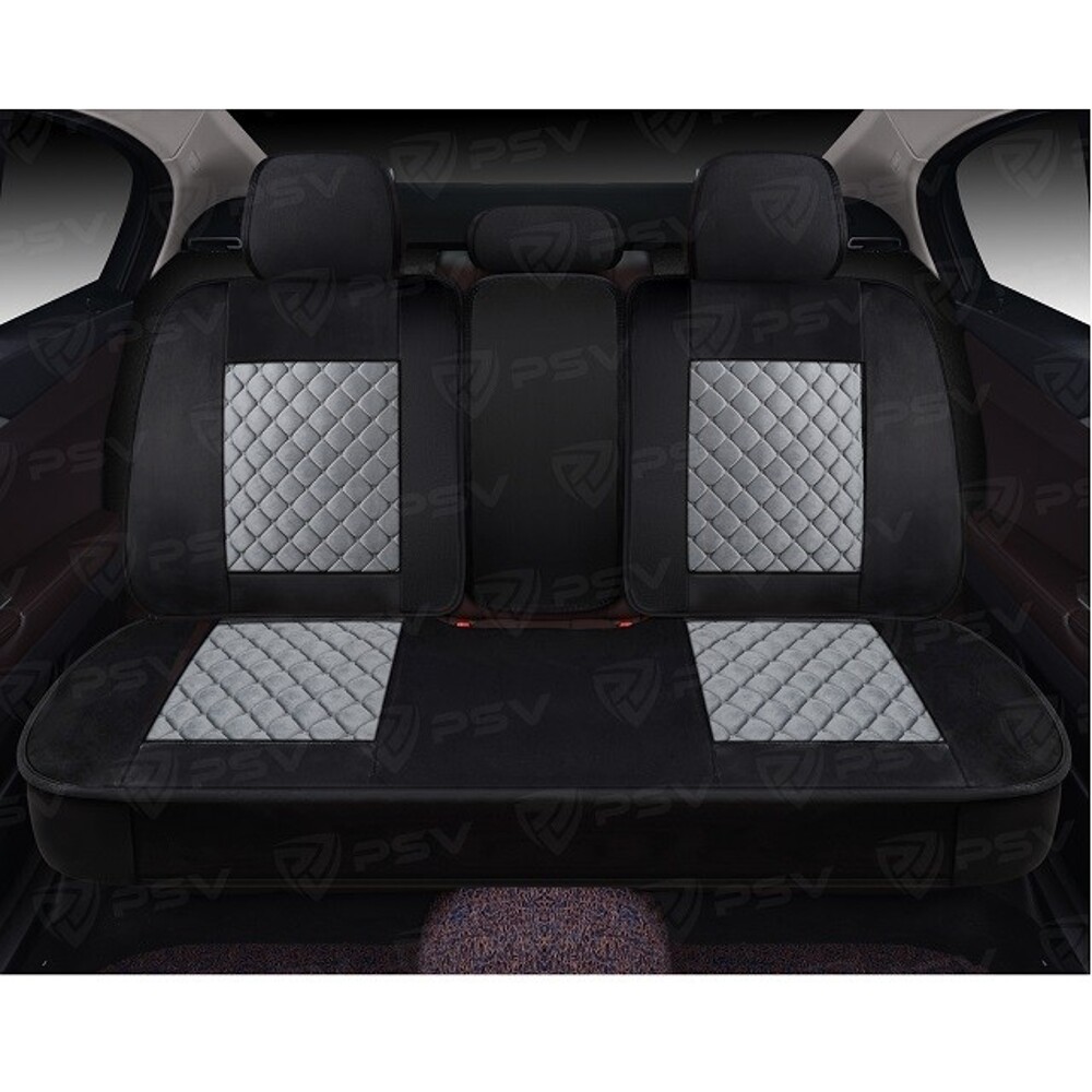 Комплект накидок на весь салон форма 5d favorit velur, материал велюр, цвет черный, вставка серая, строчка серая Комплект накидок на весь салон форма 5d favorit velur, материал велюр, цвет черный, вставка серая, строчка серая