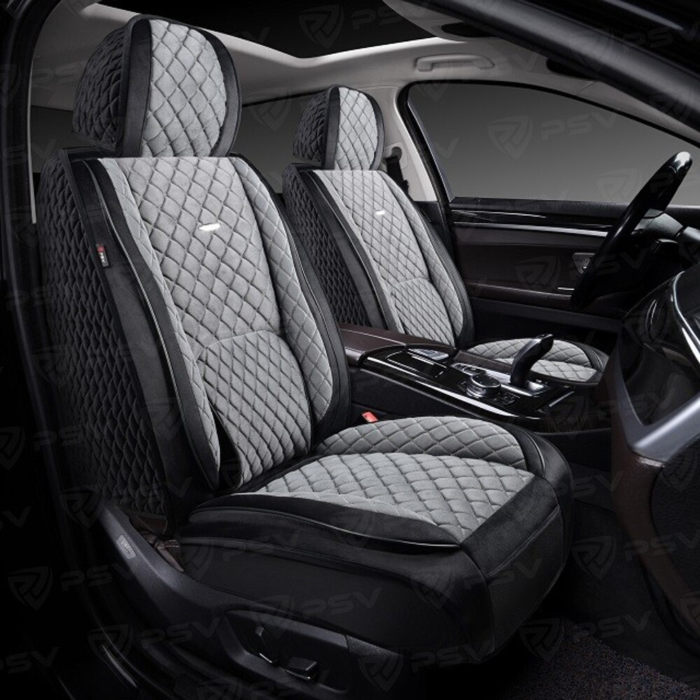 Комплект накидок на весь салон форма 5d favorit velur, материал велюр, цвет черный, вставка серая, строчка серая Комплект накидок на весь салон форма 5d favorit velur, материал велюр, цвет черный, вставка серая, строчка серая
