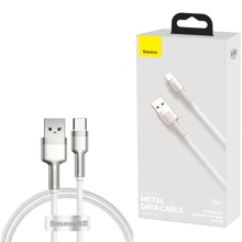 Телефонный кабель для TYPE-C - USB, 1м, 6 A, 66 W, в матерчатой отбмотке, цвет белый