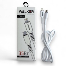 Телефонный кабель iphone - type-c, 1 м 35 W, в матерчатой обмотке, цвет белый