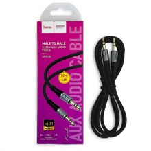 Телефонный кабель aux аудио 3,5мм A-A, 1м, цвет черный