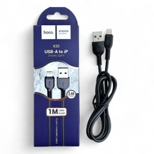 Телефонный кабель для IPhone - USB, 1 м, 2,4 A, материал нейлон, цвет черный