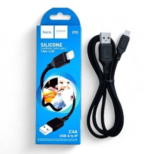 Телефонный кабель iphone - usb, 1 м, 2,4 A, силиконовый, быстрая зарядка, цвет черный