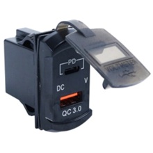 Врезной разъем USB + Type-C с крышкой 12V/24V