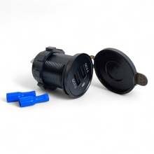 Врезной разъем USB на 2-порта, CR1020, 12V-24V (круглый) QC3.0 + PD