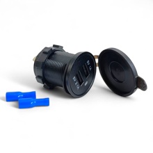 Врезной разъем USB на 2-порта, CR1030, 12V-24V (круглый) 3.1A