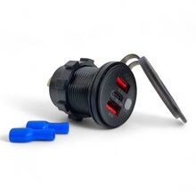 Врезной разъем USB на 3-порта, CR1045, 12V-24V (круглый) QC3.0 + PD20W + QC3.0