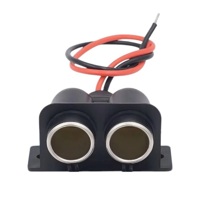 Врезной разъем под прикуриватель на 2 гнезда с проводом 12-24V