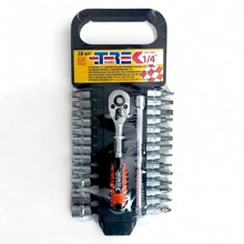 Набор головок и биты 28 предметов 1/4 с трещоткой и удлинителем 150 мм