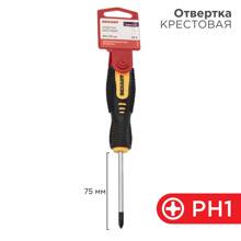 Отвертка крестовая рh0х75мм, двухкомпонентная рукоятка