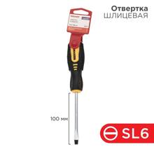 Отвертка шлицевая sl6x100мм, двухкомпонентная рукоятка