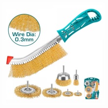 Набор щеток-крацовок зачистных латунированных для дрели, набор 7шт