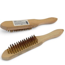 Щетка по металлу с деревянной рукояткой, стальная щетина 6-ти рядная, 280 мм