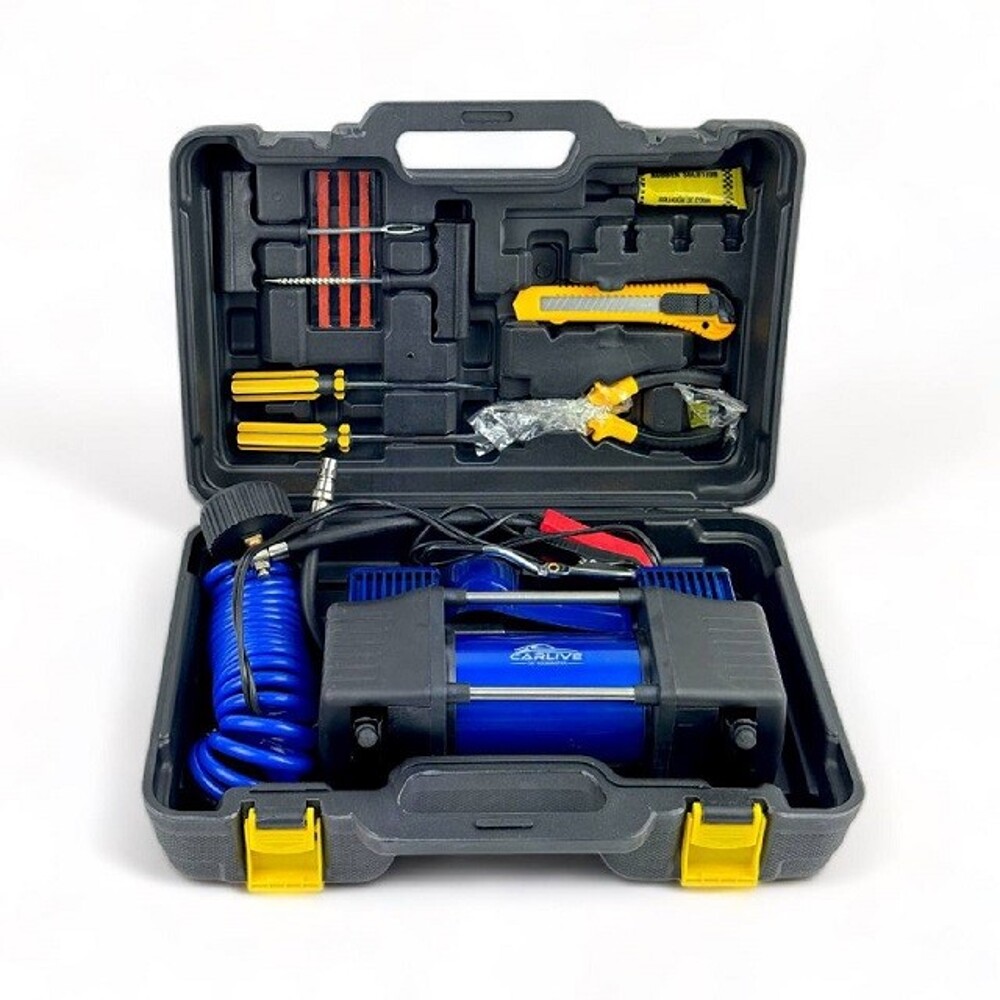 Компрессор 75 л/мин CL-113 300 Вт, 10 Атм, Двухпоршневой в кейсе, с набором инструментов Компрессор 75 л/мин CL-113 300 Вт, 10 Атм, Двухпоршневой в кейсе, с набором инструментов