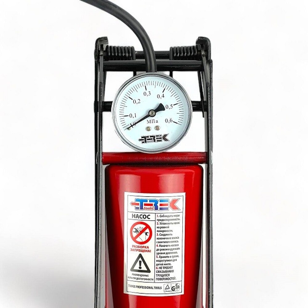 Насос ножной с манометром одинарный 80/130 мм красный17r красный Насос ножной с манометром одинарный 80/130 мм красный17r красный