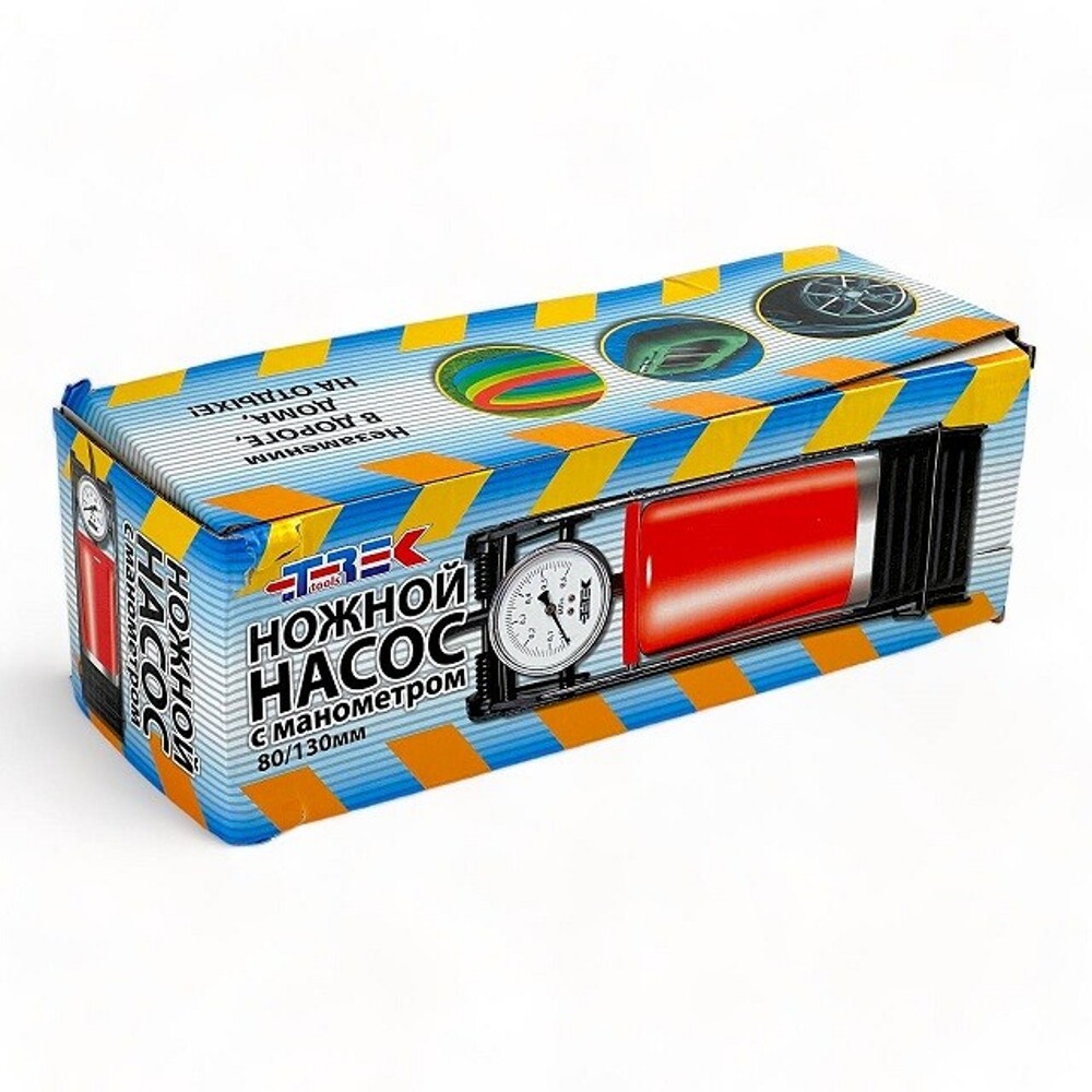 Насос ножной с манометром одинарный 80/130 мм красный17r красный Насос ножной с манометром одинарный 80/130 мм красный17r красный