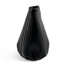 Чехол на ручку кпп, цвет черный, строчка белая