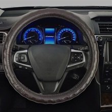 Оплетка из эко-кожи гладкая с рельефом, цвет коричневый