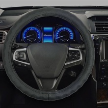 Оплетка из эко-кожи с перфорацией и рельефом, цвет чёрный