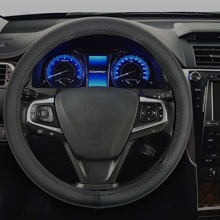 Оплетка из эко-кожи с перфорацией, цвет черный (s)