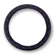 Оплетка из эко-кожи черная, ромб красный звезда (м)