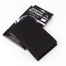 Оплетка из Эко-кожи с иголкой dakota, цвет черный с красной ниткой, ф - 37-39 мм