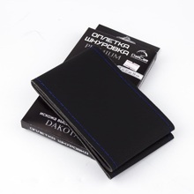 Оплетка из Эко-кожи с иголкой dakota, цвет чёрный с синей ниткой, ф - 37-39 мм