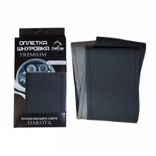 Оплетка из Эко-кожи перфорированная с иголкой dakota, цвет чёрный с черной ниткой, ф - 37-39 мм