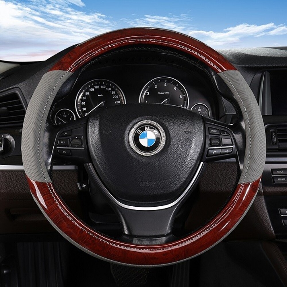 Оплетка из эко-кожи WOOD, цвет серый, размер M Оплетка из эко-кожи WOOD, цвет серый, размер M