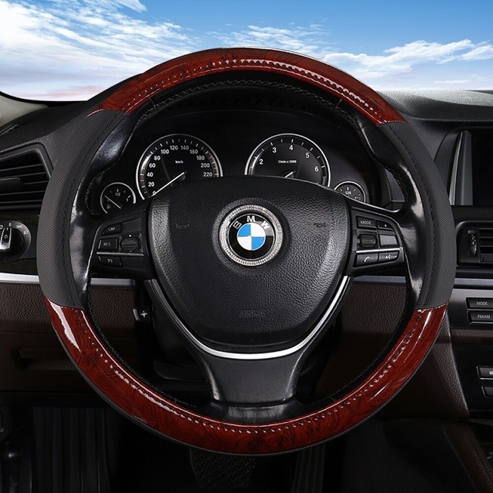 Оплетка из эко-кожи WOOD, цвет черный, размер M Оплетка из эко-кожи WOOD, цвет черный, размер M