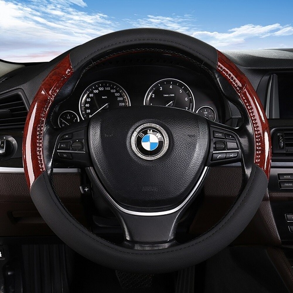 Оплетка из эко-кожи WOOD, цвет черный, размер XL Оплетка из эко-кожи WOOD, цвет черный, размер XL