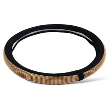 Оплетка из эко-кожи цвет чёрный стразы золото