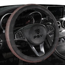 Оплетка из эко-кожи ALMAZ, цв. серебро+ красный, размер M