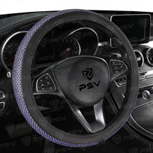 Оплетка из эко-кожи ALMAZ, цв. серебро+ синий, размер M