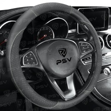 Оплетка из эко-кожи GREAT, цвет черный, строчка серая, размер M