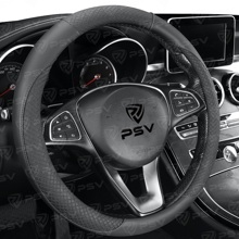 Оплетка из эко-кожи GREAT, цвет черный, строчка черная, размер M