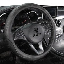 Оплетка из эко-кожи ILLUSION, цвет черный, строчка черная, размер M