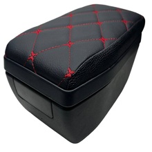 Чехол подлокотника 2170, эко-Кожа, ромб, цвет черный, строчка красная