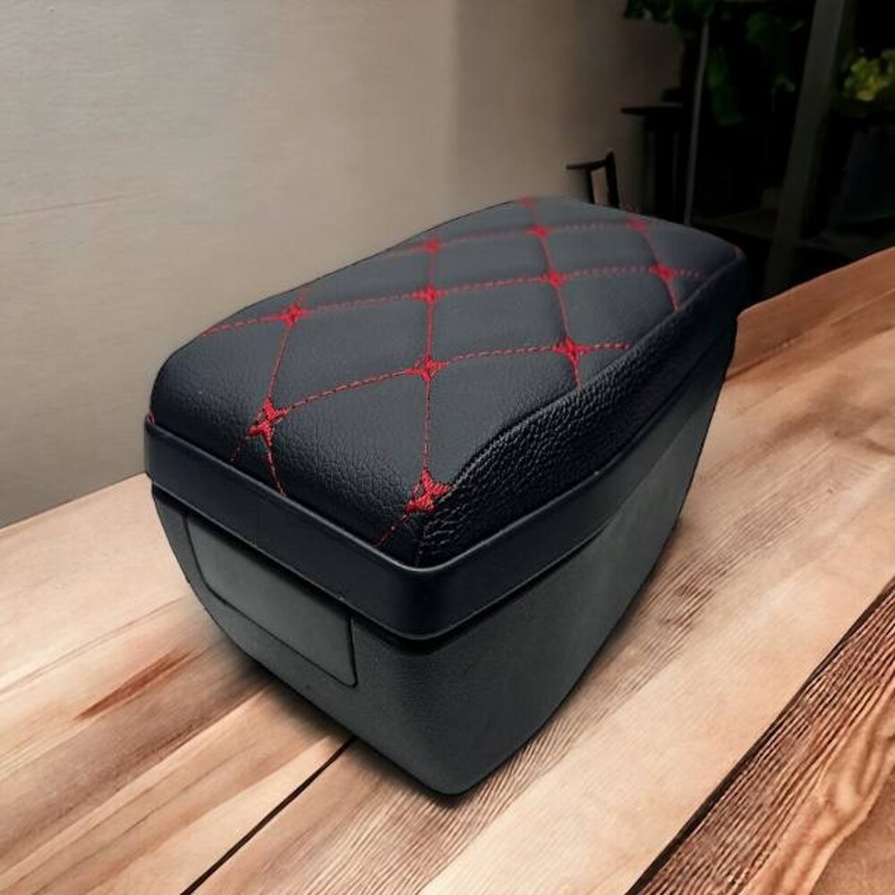 Чехол подлокотника 2170, эко-Кожа, ромб, цвет черный, строчка красная Чехол подлокотника 2170, эко-Кожа, ромб, цвет черный, строчка красная