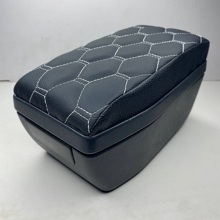 Чехол подлокотника 2170, эко-Кожа, соты, цвет черный, строчка белая