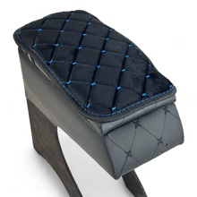 Накидка на подлокотник велюр, 15*25 см, цвет черный, строчка синяя