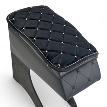 Накидка на подлокотник велюр, 15*25 см, цвет черный, строчка белая