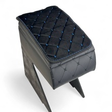 Накидка на подлокотник велюр, 18*28 см цвет черный, строчка синяя