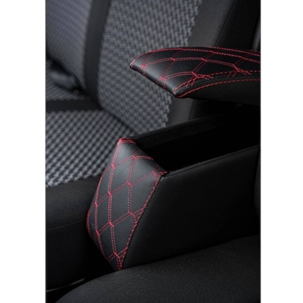 Подлокотник для газели 3302 бар экокожа стеганая, цвет черный, строчка красная, ромб красный Подлокотник для газели 3302 бар экокожа стеганая, цвет черный, строчка красная, ромб красный