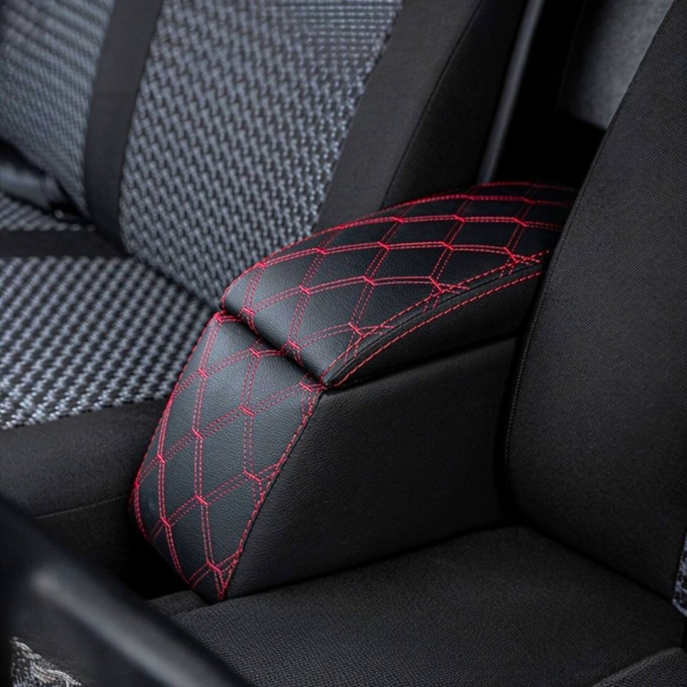 Подлокотник для газели 3302 бар экокожа стеганая, цвет черный, строчка красная, ромб красный Подлокотник для газели 3302 бар экокожа стеганая, цвет черный, строчка красная, ромб красный