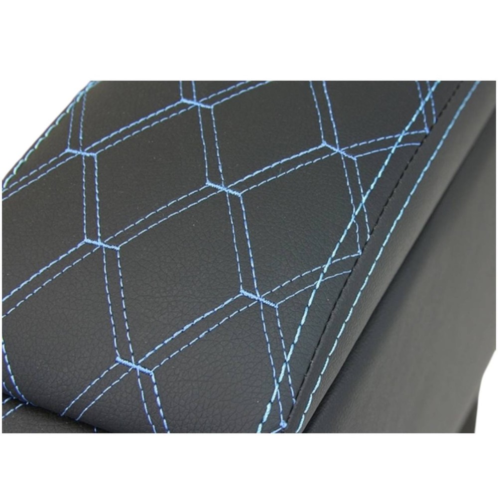 Подлокотник для газели 3302 бар экокожа стеганая, цвет черный, строчка синяя, ромб синий Подлокотник для газели 3302 бар экокожа стеганая, цвет черный, строчка синяя, ромб синий