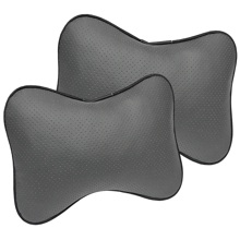 Подушка автомобильная косточка, экокожа, цвет серый/серый