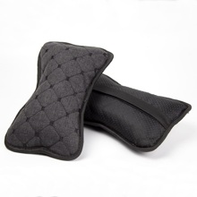 Подушка автомобильная LEX, лен, ромб, цвет черный, строчка черная, кант черный (2 шт.)